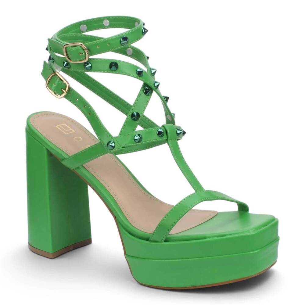 NEW OFFLINE women's strappy studded sandals in green